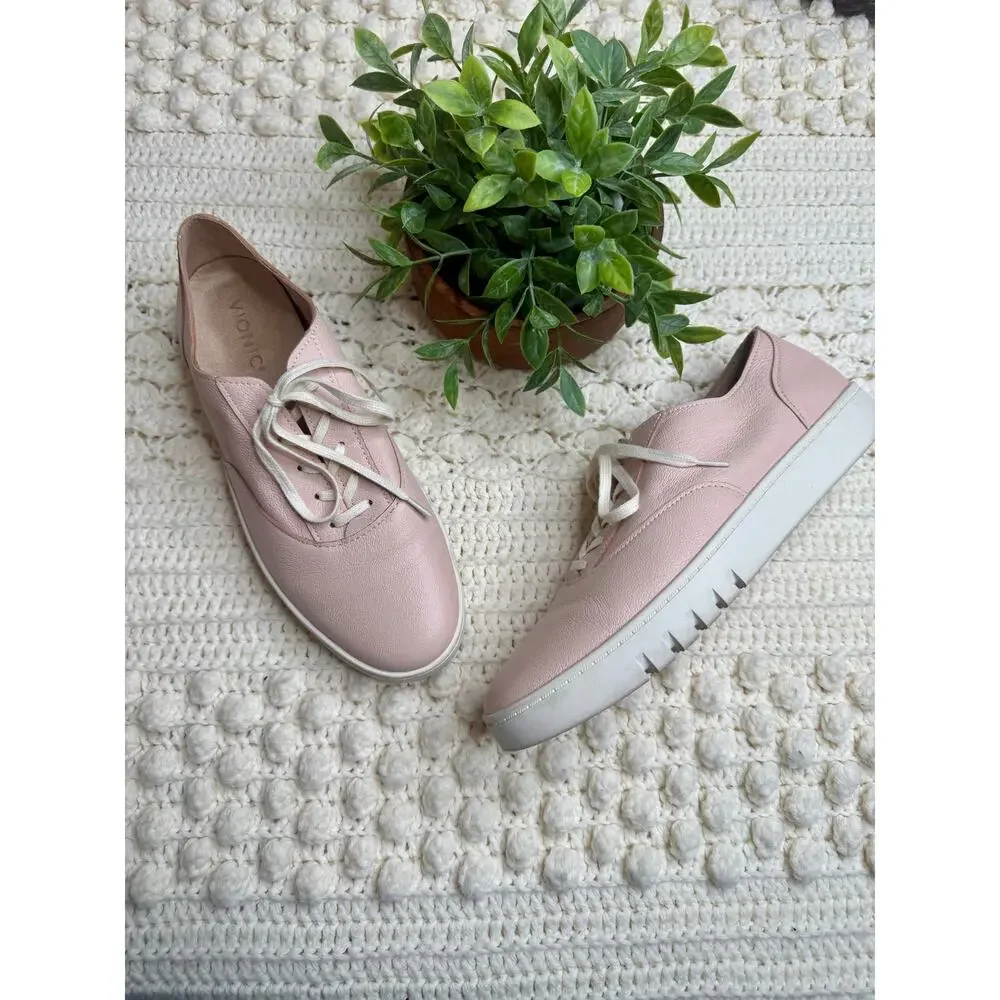 VIONIC Women's 9.5 Callie Lace Up Sneaker Comfort Walking Shoes Cameo Rose Pink